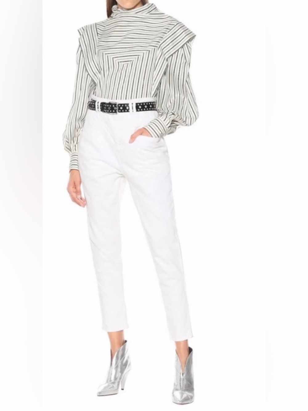Isabel Marant Nadeloisa High Rise Slim Jeans 38 (US 4) White | Parisian Chic